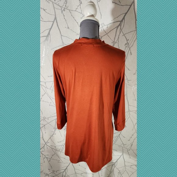 Cuddl Duds Orange Open Front Cardigan - Picture 3 of 4